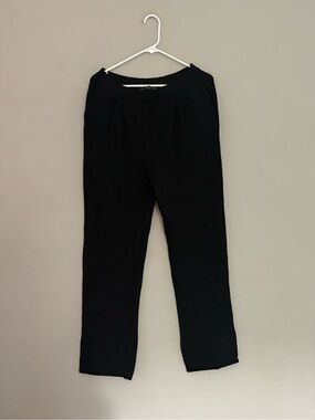St. John Black Women's High Waist Pleated Front Wool Pants